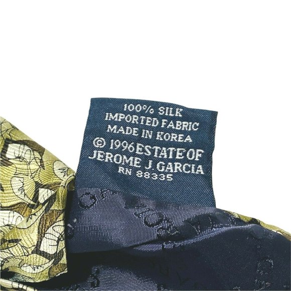 Vintage‎ Jerry J. Garcia Tan Brown Abstract Mens Silk Tie Drummers Collection 17 - Picture 5 of 7